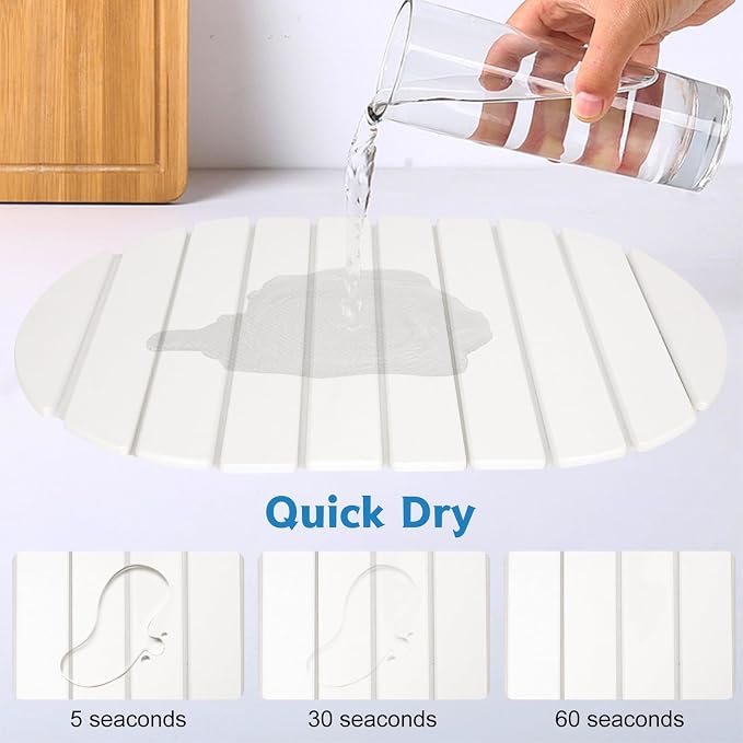 Stone Drying Mat for Kitchen Counter, Foldable 24"x16"Large Absorbent - Image 3