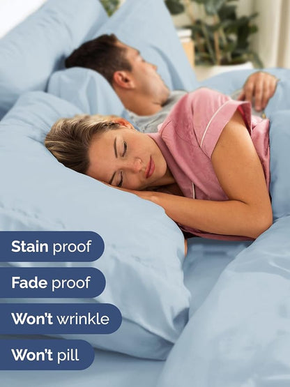 Extra Deep Pocket Twin XL Sheets - 3 Piece Breathable & Cooling Bed Sheets - Hotel Luxury Bed Sheet Set - Soft, Wrinkle Free & Comfy - Easily Fits Extra Deep Mattresses - Deep Pocket Sky Blue Sheets