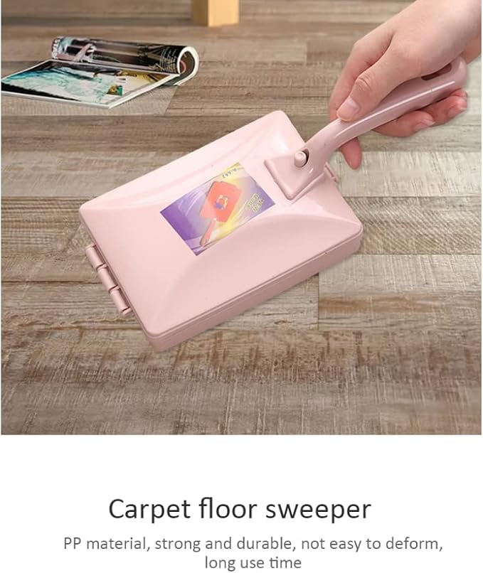 Carpet Debris Brush Double-Roller Sofa Sweeper Handheld Dusting Cleaner Pink - Image 3