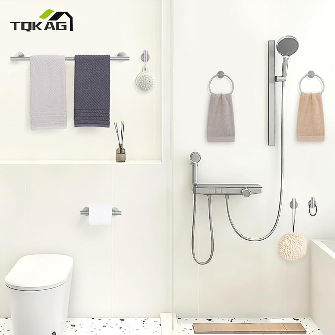 TQKAG 8-Pieces Bathroom Hardware Set Brushed Nickel SUS304 Stainless Steel Bath - Image 7