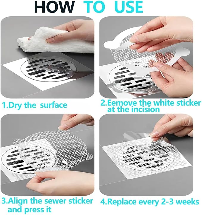 48Pack-Disposable Shower Drain Hair Catcher Mesh Stickers - Image 3