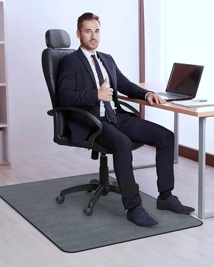 Blvornl Office Chair Mat for Hardwood Floor and Low Pile Carpet, 47" x 60" Corduroy Surface Desk Rolling Chair Mat for Hard Floors, Heavy Duty Carpeted Floor Protector Rug for Home Office, Dark Grey