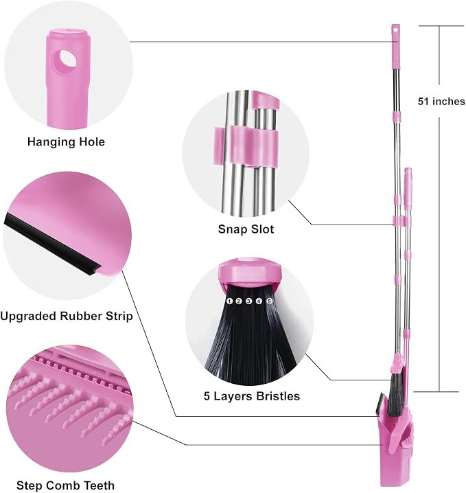 Broom with Dustpan Combo Set, Brooms and Dust Pan with Handle, Brooms with - Image 9