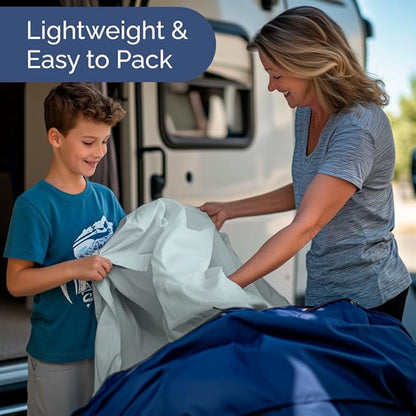 RV Short Queen Sheet Set 60 X 75 - 4 Piece RV Short Queen Bed Sheets - Soft, Breathable and Cooling - Designed for Bunks, Trailers & Campers - Fits 8” to 12" Mattress - Hotel Luxury Bedding - Ice Blue