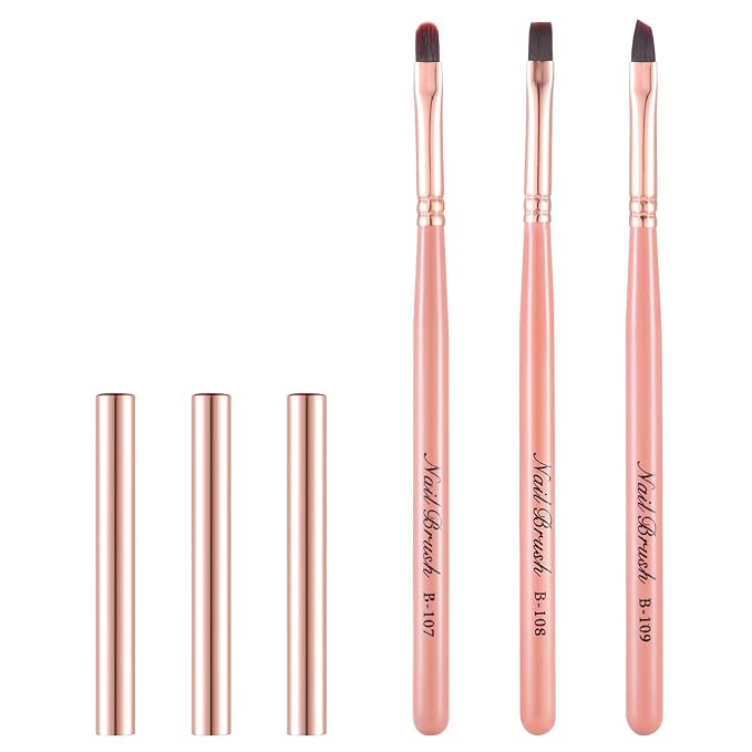 Pink Nail Art Clean Up Brushes for Cleaning Polish Mistakes on the Cuticles by INENK