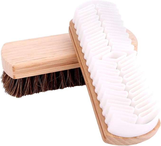 2pcs Horsehair & Rubber Shoe Brush Set, 2 Styles Boot Magic Eraser Cleaning by Unknown