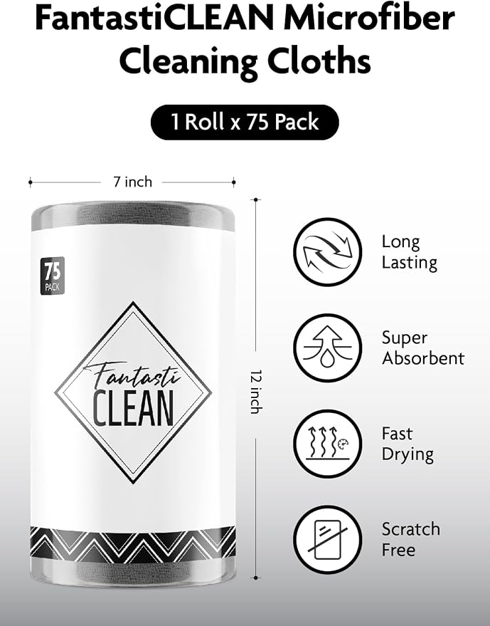 Fantasticlean Microfiber Cleaning Cloth Roll -75 Pack, Tear Away Microfiber - Image 8