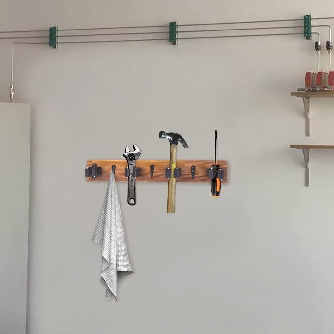 2 Pack Mop and Broom Holder Wall Mount Solid Wood Broom Rack Wall Mount 4 - Image 6