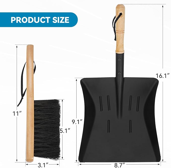 G GOOD GAIN Fireplace Ash Shovel and Brush Set -Rust Resistant Metal Fireplace - Image 3