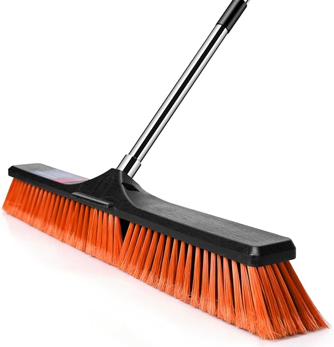 24" Push Broom, Heavy Duty Outdoor Commercial Broom by Nolopau