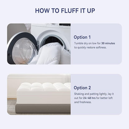 ELEMUSE Twin Mattress Topper for Back Pain, Extra Thick Mattress Pad Cover, Plush Soft Pillowtop with Elastic Deep Pocket, Overfilled Down Alternative Filling