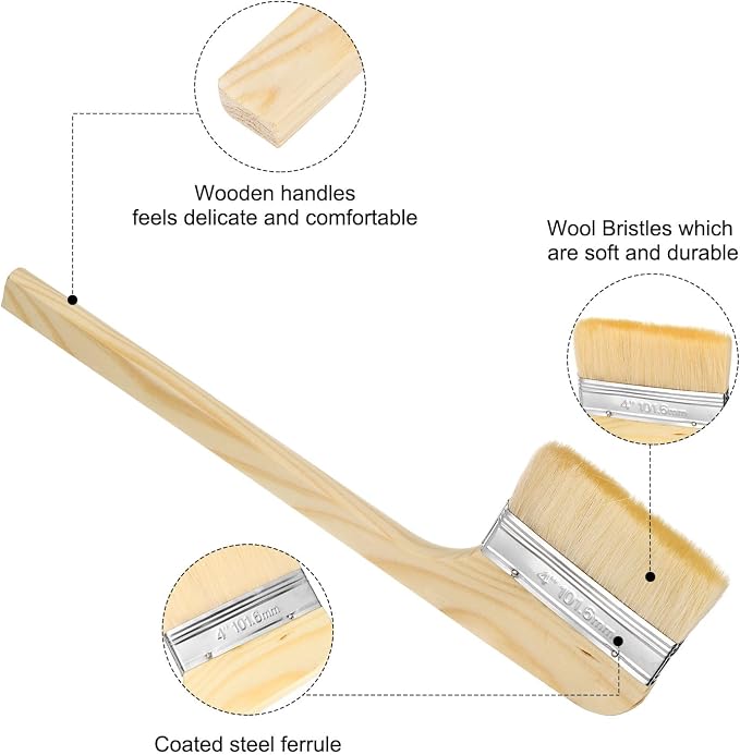 HARFINGTON Paint Brush 2Pcs 4" Brush Width Soft Wool Variety Angled Bend - Image 4