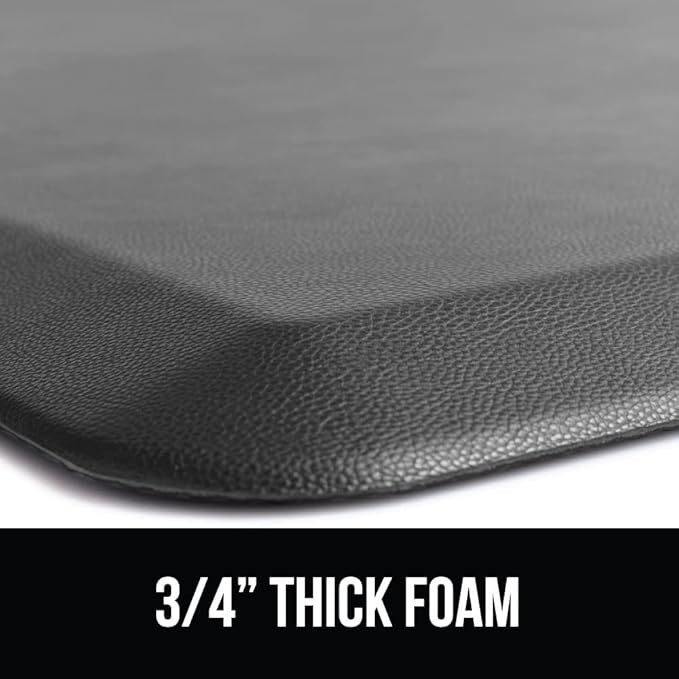 GORILLA GRIP Comfortable Cushioned Kitchen Mats for Floor, Waterproof and Stain Resistant Soft Top, 3/4 Inch Thick Ergonomic Standing Desk Anti Fatigue Mat, Foam Supports Ankles and Feet, 20x32, Grey