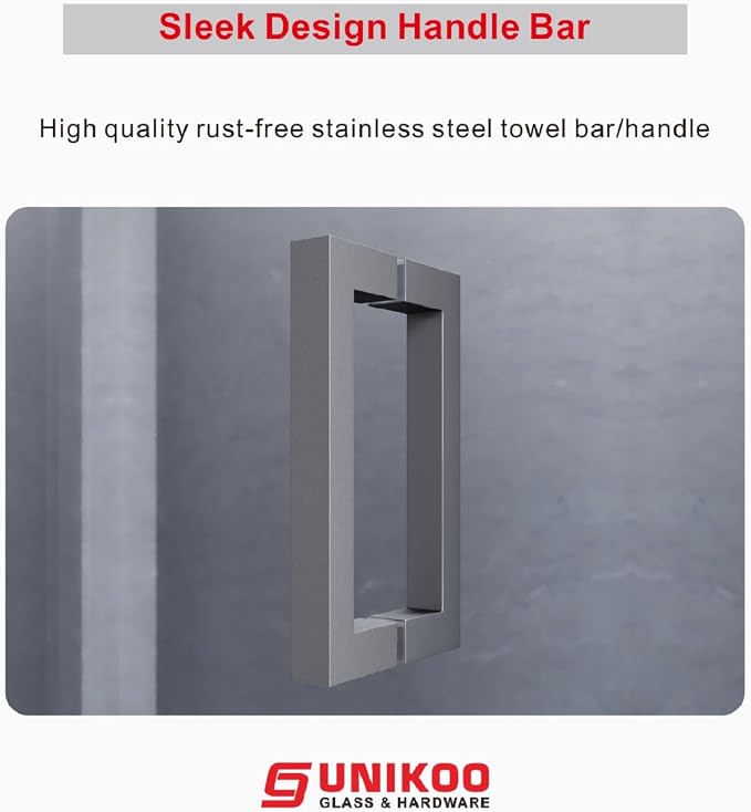 3/8" Sliding Glass Shower Door, 66-72" W x 76" H Frameless Bathroom Door - Image 6