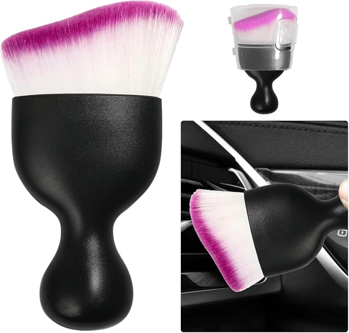Ziciner Car Detailing Brush, Curved Soft Bristles Auto Removal Dust Collectors by Ziciner