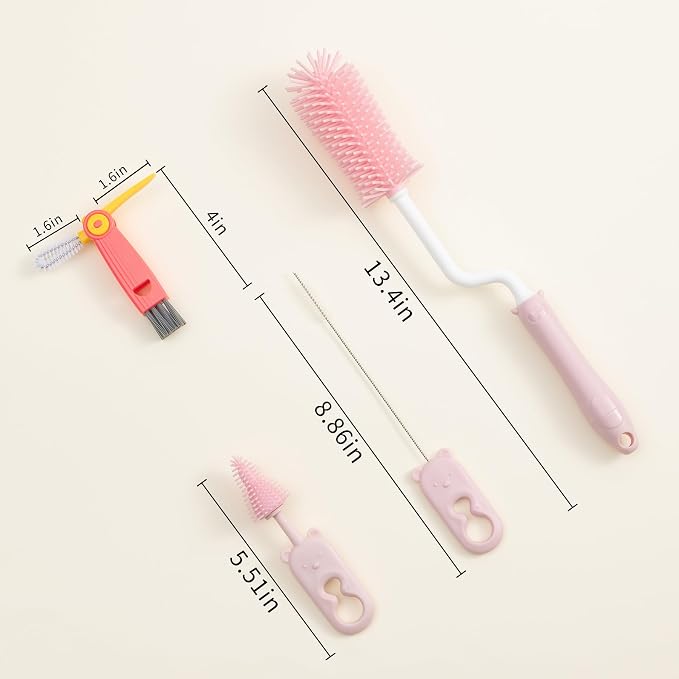 Chemimoso Silicone Spinning Bottle Cleaning Brush, 13.4in Long Handle Water Cup - Image 2