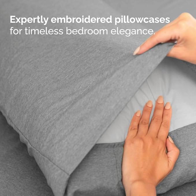 Split Head King Sheet Set – 4 Piece Flex Split Top King Sheets for Adjustable Beds - Fits 14” to 16" Mattress w/ Deep Pockets - Breathable & Cooling - Luxury Bedding and Wrinkle Free - Heathered Grey