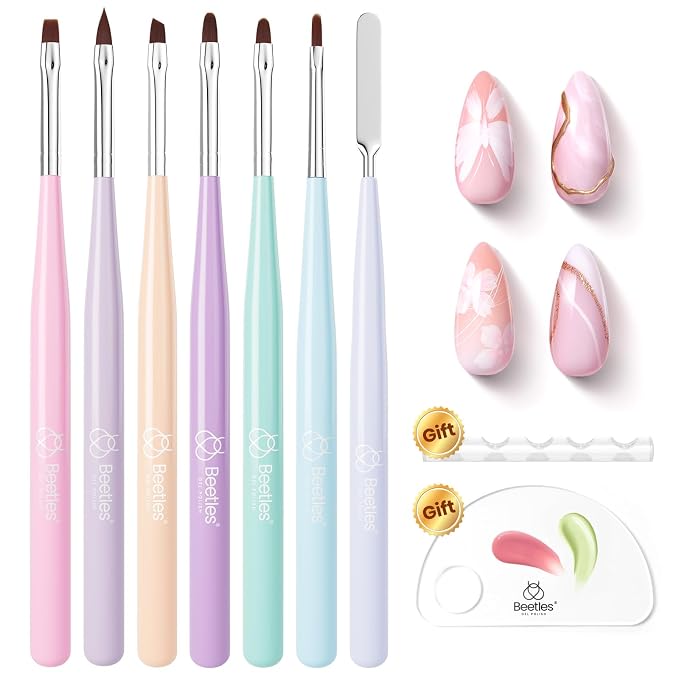 Beetles Nail Art Brushes Set, Fingernail Art Design Pens, Wood Alloy Handle by beetlesGelPolish
