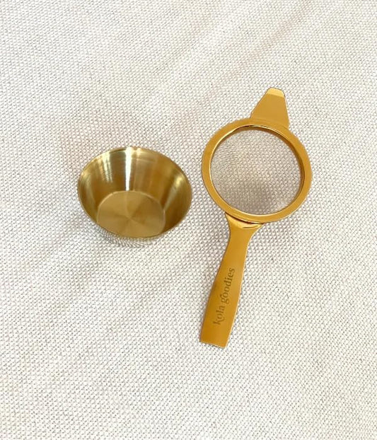 Kola Goodies Gold Tea Strainer – Elegant Stainless Steel Tea Infuser - Image 2