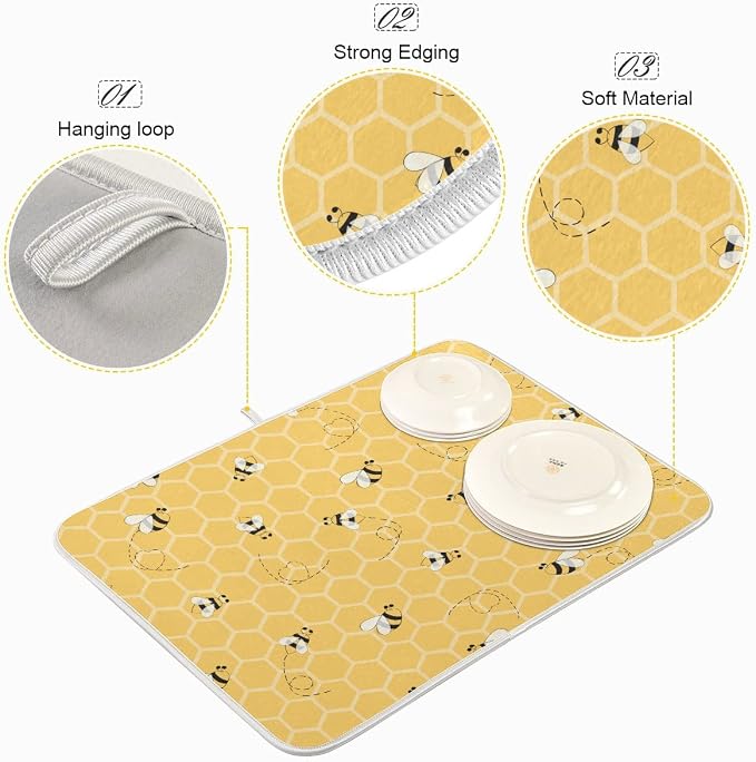 Funny Bees Honey Dish Drying Mat 16x18 - Image 4