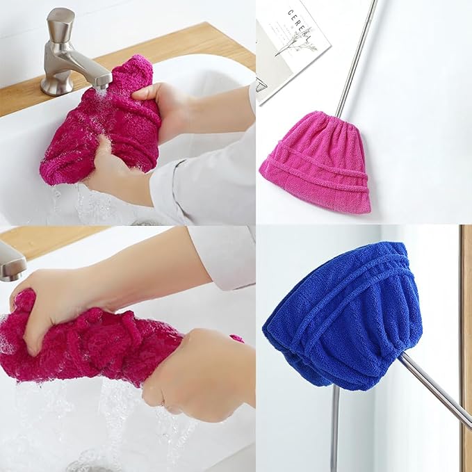 2 Pack Broom Pads to Baseboard Cleaner Tool Sweep Broom Cloth Cover Reusable - Image 4