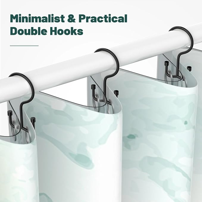 Goowin Shower Curtain Hooks, Shower Curtain Rings, Durable Rust Proof Black - Image 6