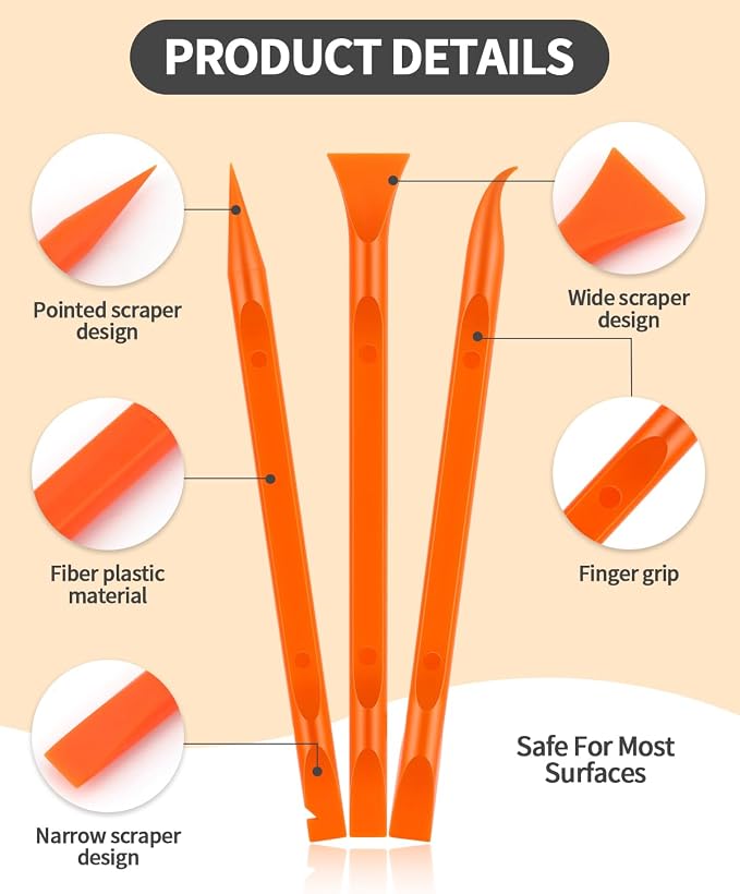 12 PCS Carbon Fiber Plastic Scrapers Tool, Non-Scratch Scraper Tool - Image 3