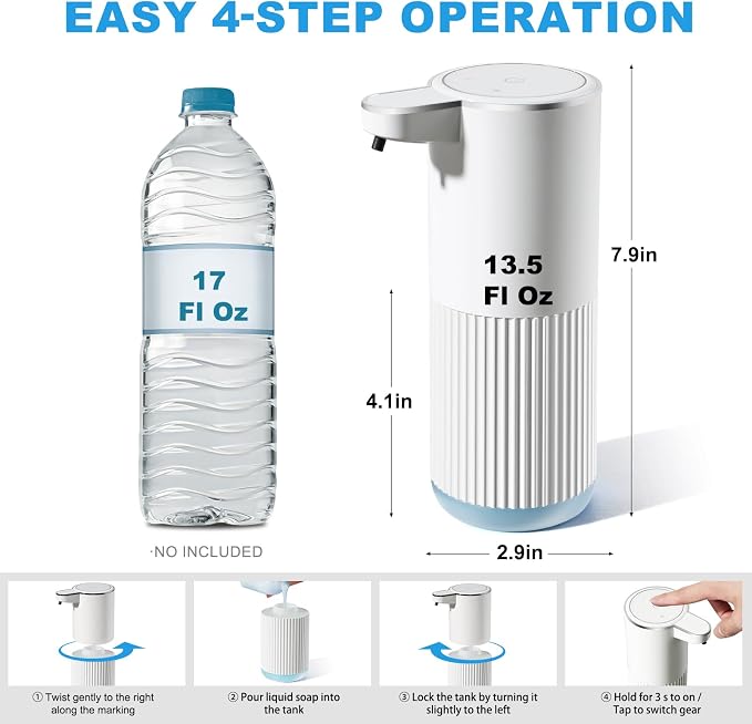 Automatic Soap Dispenser, 2 Pack White Touchless Liquid Soap Dispenser - Image 2