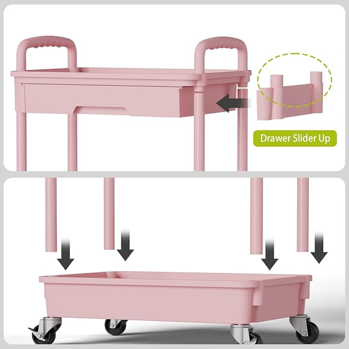 3 Tier Rolling Cart Organizer, Laundry Room Bathroom Organizers and Storage - Image 5