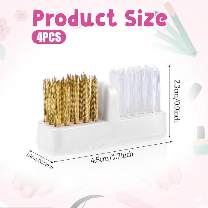 4 Pcs Nail Drill Wire Cleaner Brush Nail Art Cleaning Tool Manicure Wire Drill - Image 2