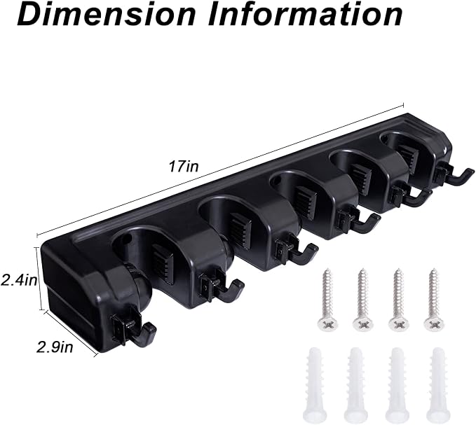Broom Holder Wall Mount Broom Organizer Mop Holder Hanger Garden Tool - Image 4