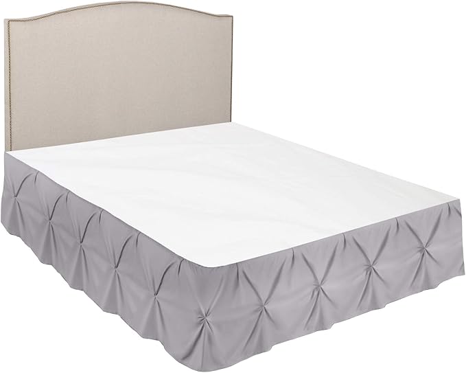 Nestl Grey Lavender Bed Skirt Full Size, Pinch Pleat Full Bed Skirt, 14" Inch Drop Full Bedskirt, Hotel Quality Grey Lavender Bed Skirts, Premium Microfiber Grey Lavender Full Bed Skirt