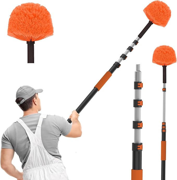 36FT Reach Cobweb Duster with Extension Pole, High Ceiling Long Duster with by Focusonproduct