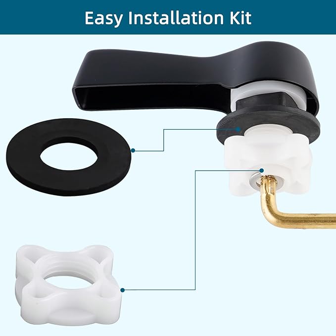Black Metal Toilet Handle Lever Flush Replacement, Universal Front Mount Toilet - Image 6