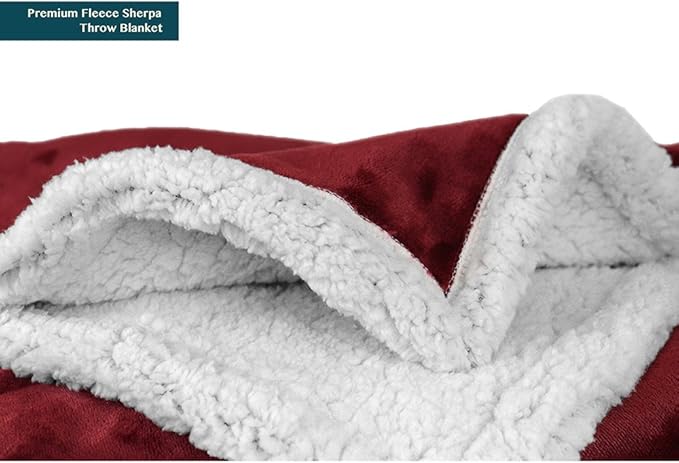 PAVILIA Sherpa Fleece Blanket for Bed, King Size, Maroon Red, Large Plush Soft Fuzzy Blanket, Cozy Reversible Winter Blanket for Women Men, 90x108 Inches