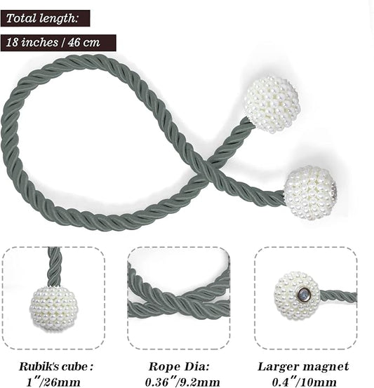 Hion Magnetic Curtain Tiebacks Gray Blue 6 Pack, Curtain Tiebacks Buckles - Image 2