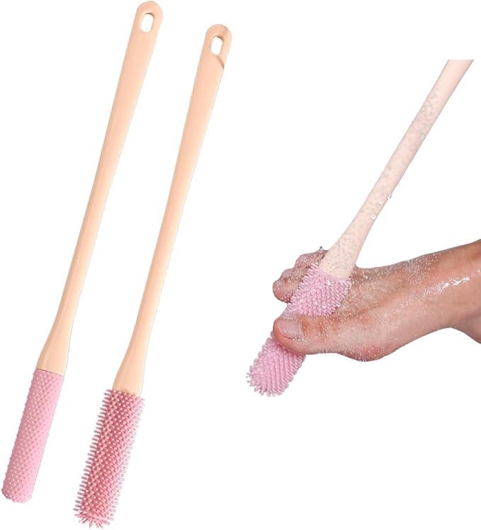 Toe Cleaning Brush with 15.7" Long Handle, Shower Foot Scrubber, No Bending by Unknown