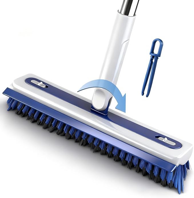 4-in-1 Floor Scrub Brush with Long Handle V-Shaped Crevice Brush Floor Scrubber by Hiitytin