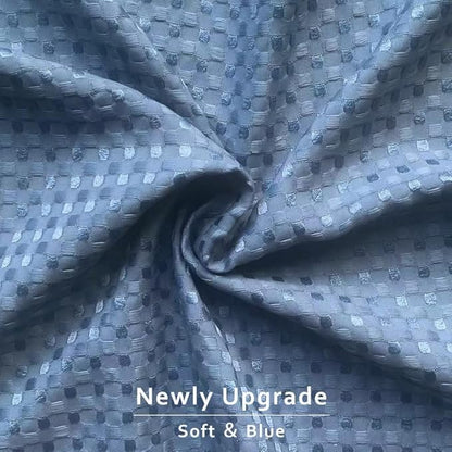 MIYE Pleated Waffle Weave Bed Skirt, Tailored Dust Ruffle 22 Inch Drop Easy Fit, Machine Washable (Blue, Twin - 22" Drop)