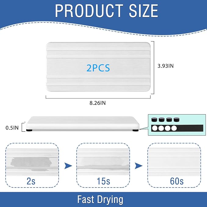 2PCS Water Absorbing Stone Tray, Quick Drying Stone Sink Tray, Water Absorbent - Image 6