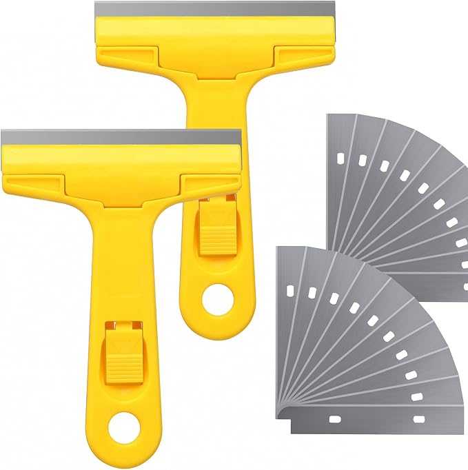 2pack Razor Blade Scraper, Industry Glass Window Scraper, Heavy Duty Cleaning by Jinhong