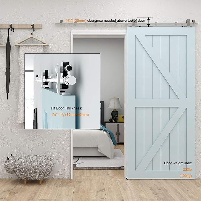 TSMST 10FT Sliding Barn Door Hardware Kit, Top Mount Stainless Steel Heavy Duty - Image 6