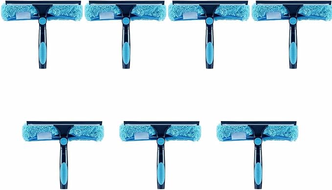 11" Window Squeegee and Microfiber Scrubber 2-in-1 Combo Cleaning Tools by HICAVAR