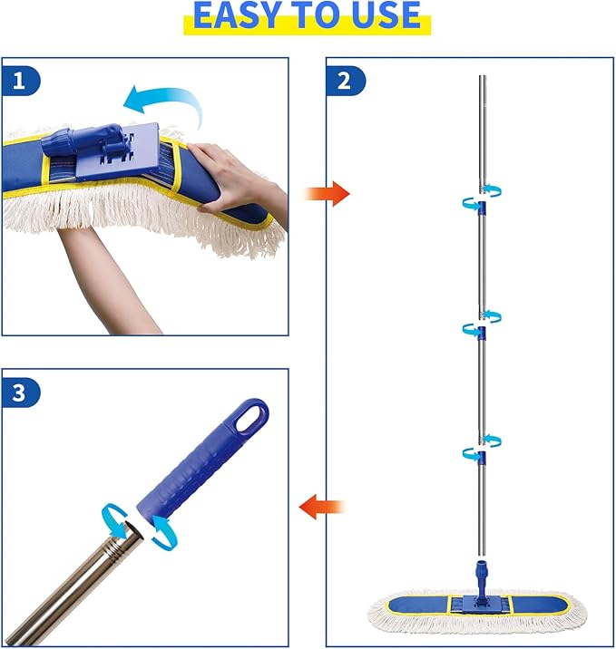29.5" Commercial Dust Mop for Floor Cleaning, Heavy Duty Floor Duster - Image 7