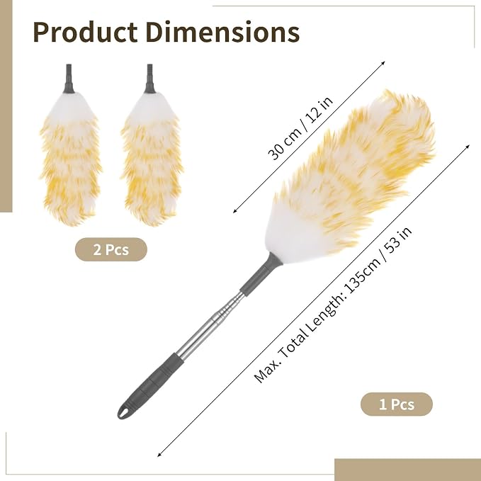 Lambswool Duster with 2 Replacements, Extends to 53 in, Anti-Scratch, - Image 6