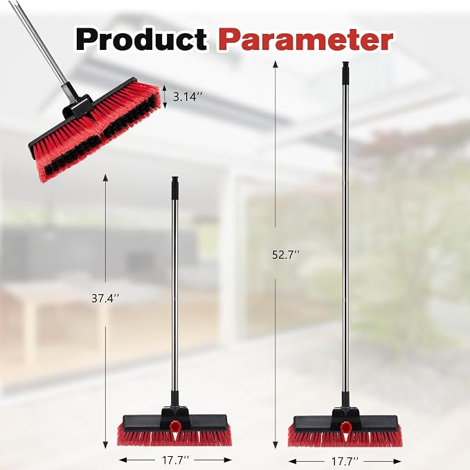 16.5" Outdoor Broom for Floor Cleaning Heavy Duty Push Broom - Image 6