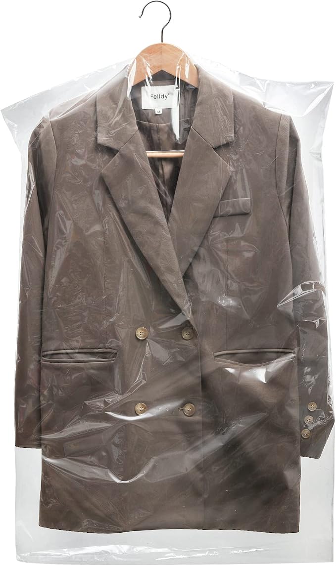 AVLA 50 Pack Plastic Garment Bags, Transparent Hung Clothes Dust Cover - Image 4