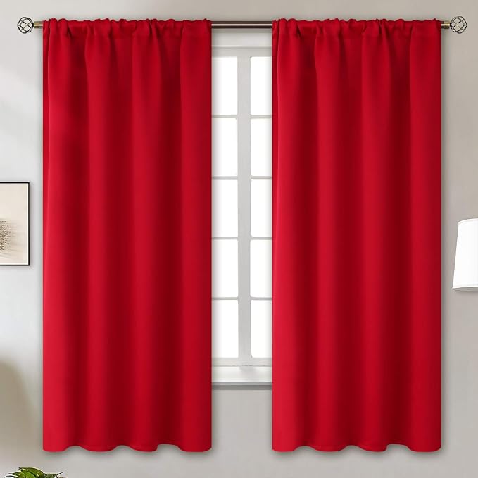 BGment Red Blackout Curtains 63 Inches Long by BGment