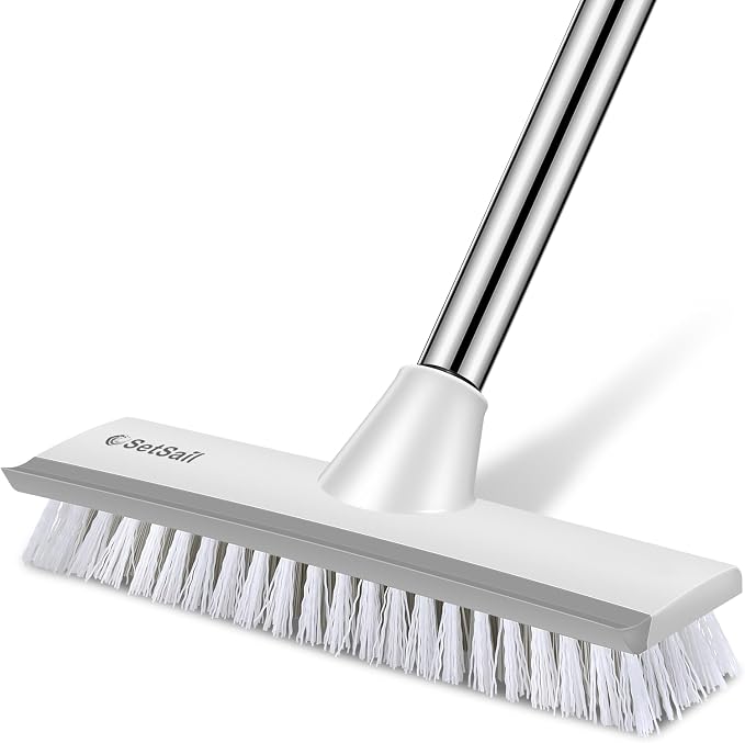 SetSail Floor Scrub Brush with 51-Inch Long Adjustable Handle 2 in 1 Scrape by SetSail