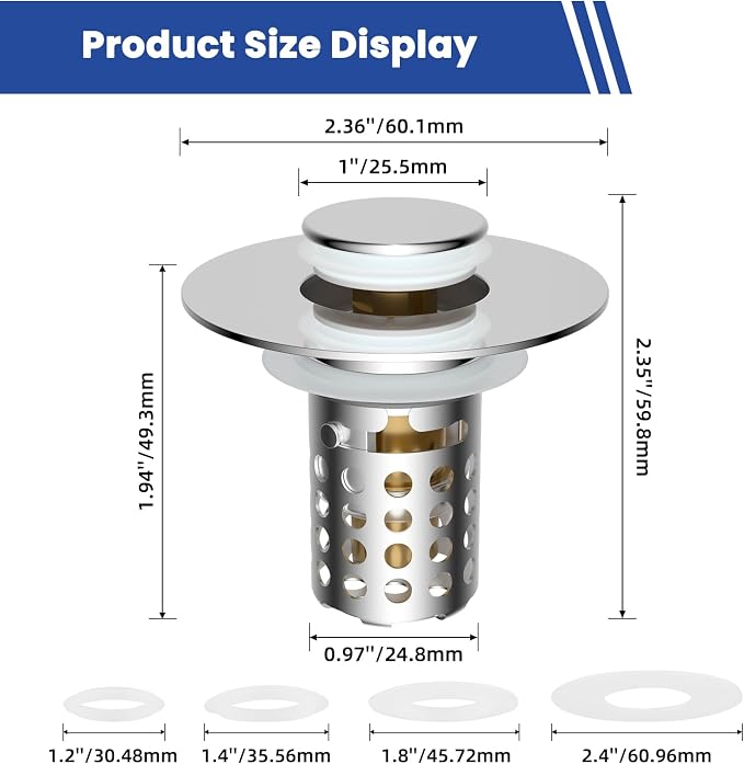 Universal Bathroom Sink Drain Strainer Hair Catcher Upgraded - Image 6